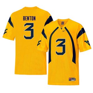 Men's West Virginia Mountaineers NCAA #3 Al-Rasheed Benton Yellow Authentic Nike Retro Stitched College Football Jersey SB15N11PY